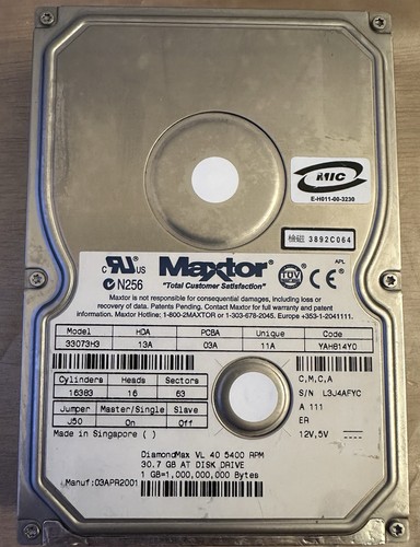 Maxtor diamondmax 30 7gb - diamondmax, 30,7gb